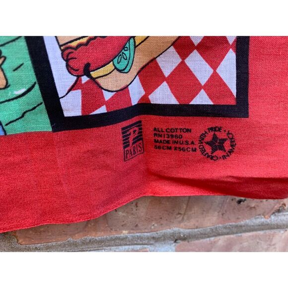 Vintage 60's BBQ Picnic Napkin Hankerchieft Made in USA - Picture 2 of 5
